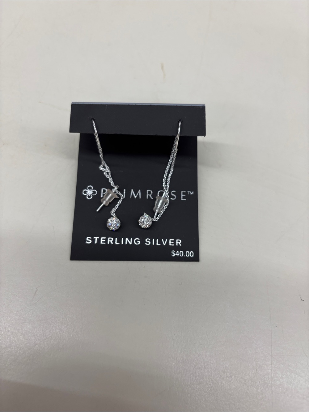 Primrose Sterling Silver CZ Drop Threader Earrings - Silver